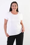 Trend42plus Büyük Beden Bisiklet Yaka Basic Ekru Bluz