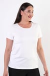 Trend42plus Büyük Beden Bisiklet Yaka Basic Ekru Bluz