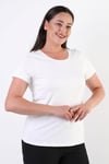 Trend42plus Büyük Beden Bisiklet Yaka Basic Ekru Bluz