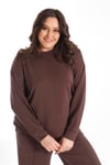 Trend42plus Büyük Beden Cep ve Bağcık Detaylı Alt Üst Kahverengi Takım