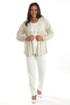 Trend42plus Büyük Beden Çizgili Oversize  Yeşil Ceket