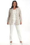 Trend42plus Büyük Beden Çizgili Oversize  Kahverengi Ceket