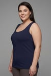 Trend42plus Büyük beden Geniş Askılı Basic Lacivert Bluz (T-shirt)