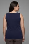 Trend42plus Büyük beden Geniş Askılı Basic Lacivert Bluz (T-shirt)