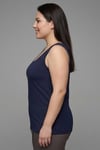 Trend42plus Büyük beden Geniş Askılı Basic Lacivert Bluz (T-shirt)