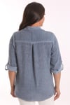 Trend42plus Büyük Beden İndigo Taş Baskılı Batik Gömlek