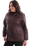 Trend42plus Büyük Beden Kadife Yakalı Çıt Çıt Düğmeli Fermuarlı Bordo Kaban