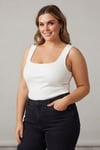 Trend42plus Büyük Beden Kalın Askılı Basic Top-Ekru