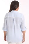 Trend42plus Büyük Beden Mavi Taş Baskılı Batik Gömlek
