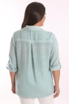 Trend42plus Büyük Beden Mint Taş Baskılı Batik Gömlek