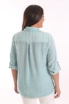 Trend42plus Büyük Beden Mint Taş Baskılı Batik Yıkamalı Gömlek