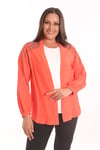 Trend42plus Büyük Beden Robası Taş Baskılı Oversize Oranj Ceket