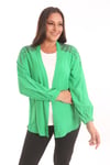 Trend42plus Büyük Beden Robası Taş Baskılı Oversize Yeşil Ceket