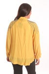 Trend42plus Büyük Beden Robası Taş Baskılı Oversize Sarı Ceket
