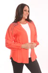 Trend42plus Büyük Beden Robası Taş Baskılı Oversize Oranj Ceket