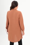 Trend42plus Büyük Beden Yakası Baget Taşlı Camel Tunik
