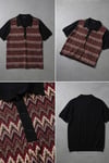 Trend42plus Büyük Beden Zik Zak Desenli Polo Yaka Bordo Bluz