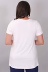 Trend42plus Ekru-Kırmızı V Yakalı Basıc Bluz 2'li Paket