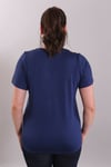 'V' Yaka Bantlı Basic İndigo Bluz