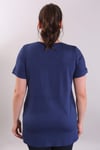 V Yaka Basic Büyük Beden İndigo Bluz 
