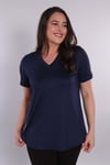 V Yaka Lacivert  Basıc Bluz
