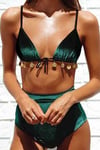 Angelsin Kadife Yeşil Bikini Takım