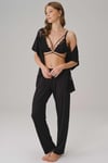 PijamaAnıl 5759 Dantelli Sırt Detaylı Viskon 3'lü Set Kadın Sabahlık Bralet Ve Pantolon Takım