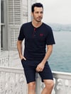 Pijama Takım & Gecelik SabahlıkCapsella 1003 Kısa Kollu 3'lü Şortlu Pantolonlu Çeyizlik Erkek Pijama Takımı
