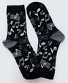 Soket ÇorapSiyah Unisex Müzik Notalı Çorap