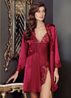 Pijama Takım & Gecelik SabahlıkPerin 4010 Saten Derin Yırtmaçlı Çeyizlik 2'li Gecelik Sabahlık Set