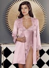 Pijama Takım & Gecelik SabahlıkPerin 4010 Saten Derin Yırtmaçlı Çeyizlik 2'li Gecelik Sabahlık Set