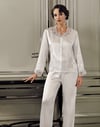 Pijama Takım & Gecelik SabahlıkPerin 9500 Dantel Detaylı Saten Çeyizlik Saten Uzun Sabahlıklı Gecelik Şortlu Pijama Takımı Seti
