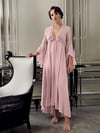 Pijama Takım & Gecelik SabahlıkPerin 9500 Dantel Detaylı Saten Çeyizlik Saten Uzun Sabahlıklı Gecelik Şortlu Pijama Takımı Seti