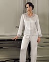 Pijama Takım & Gecelik SabahlıkPerin 9500 Dantel Detaylı Saten Çeyizlik Saten Uzun Sabahlıklı Gecelik Şortlu Pijama Takımı Seti