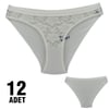 Külot, String, Tanga12'li Paket Tutku 0725 Safir Dantelli Bayan Elastan Bikini Külot