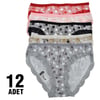 Külot, String, Tanga12'li Paket Tutku Çakıl 0530 Dantelli Puantiyeli Elastan Bayan Bikini Külot