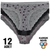 Külot, String, Tanga12'li Paket Tutku Nil 0528 Dantelli Desenli Bayan Elastan Bikini Külot