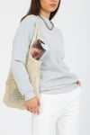 Açık Gri Bisiklet Yaka Kadın Sweatshirt