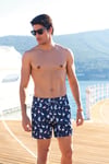 Flamingo Desenli Lacivert Deniz Şortu