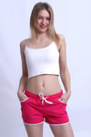 Fuşya Cepli Kadın Mini Deniz Şortu
