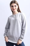Gri Melanj Bisiklet Yaka Kadın Sweatshirt