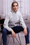 Gri Melanj Kapüşonlu Kadın Sweatshirt