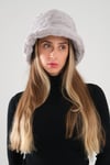 Gri Peluş İçi Astarlı 58 Cm Bucket Şapka