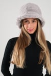 Gri Peluş İçi Astarlı 58 Cm Bucket Şapka