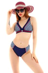 Lacivert Desenli Toparlayıcı Bikini Takımı