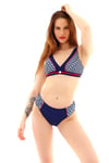 Lacivert Desenli Toparlayıcı Bikini Takımı