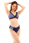 Lacivert Desenli Toparlayıcı Bikini Takımı