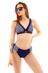 Lacivert Desenli Toparlayıcı Bikini Takımı