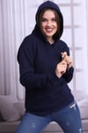 Lacivert Kapüşonlu Üç İplik Sweatshirt