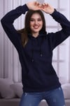 Lacivert Kapüşonlu Üç İplik Sweatshirt